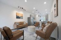 Open-concept living room in a Bishop Arts townhouse
